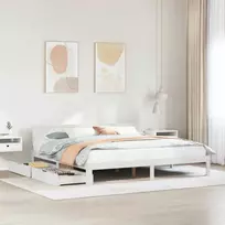 Lova Lovos rėmas su stalčiais, baltas, 200x200cm, pušies masyvas