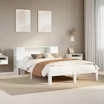 Lova su knygų spinta be čiužinio, balta, 140x200cm, pušis