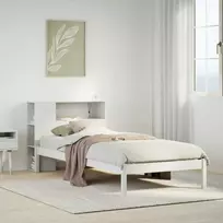 Lova su knygų spinta be čiužinio, balta, 75x190cm, pušis
