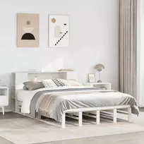 Lova su knygų spinta be čiužinio, balta, 150x200cm, pušis
