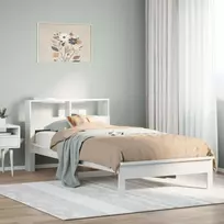 Lova su knygų spinta be čiužinio, balta, 90x200cm, pušis