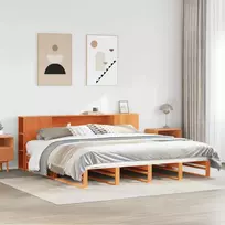 Lova su knygų spinta be čiužinio, rudas, 200x200cm, pušis
