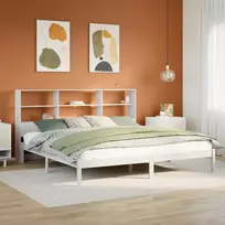 Lova su knygų spinta be čiužinio, balta, 180x200cm, pušis