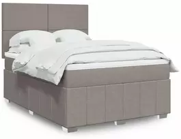 Lova su spyruoklėmis ir čiužiniu, taupe, 160x200 cm, audinys