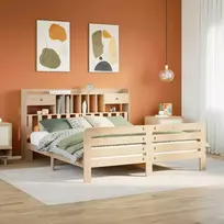 Lova su knygų spinta be čiužinio, 180x200cm, pušies masyvas