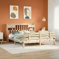 Lova su knygų spinta be čiužinio, 180x200cm, pušies masyvas