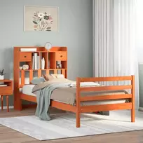 Lova be čiužinio/su knygų lentyna, ruda, 75x190cm, pušis