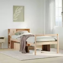 Lova su knygų spinta be čiužinio, 75x190cm, pušies masyvas