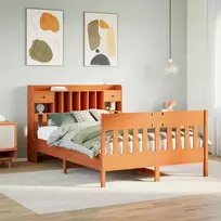 Lova Lovos rėmas be čiužinio, vaško ruda, 140x190cm, pušis