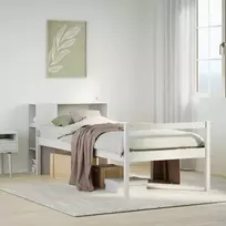 Lova su knygų spinta be čiužinio, balta, 75x190cm, pušis