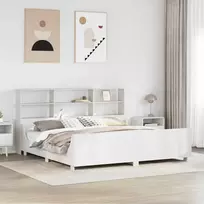 Lova su knygų spinta be čiužinio, balta, 180x200cm, pušis