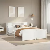 Lova su knygų spinta be čiužinio, balta, 150x200cm, pušis