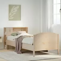 Lova su knygų spinta be čiužinio, 75x190cm, pušies masyvas