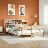 Lova su knygų spinta be čiužinio, 180x200cm, pušies masyvas