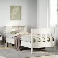 Lova su knygų spinta be čiužinio, balta, 75x190cm, pušis