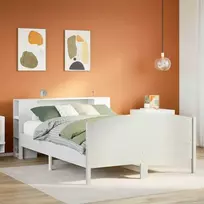 Lova su knygų spinta be čiužinio, balta, 150x200cm, pušis