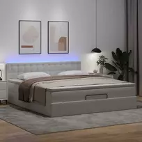 Osmanų lova su čiužiniais ir LED, 160x200cm, dirbtinė oda