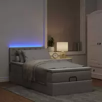 Osmanų lova su čiužiniu ir LED, taupe sp., 90x200cm, audinys