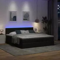 Osmanų lova su čiužiniu ir LED tamsiai pilkas 180x200cm audinys
