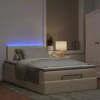 Osmanų lova su čiužiniu ir LED, kreminės sp., 120x190cm audinys