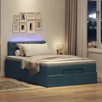Osmanų lova su čiužiniu ir LED lemputėmis Mėlynas 120x200 cm