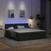 Osmanų lova su čiužiniu ir LED, juodas, 180x200cm, audinys