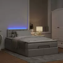 Osmanų lova su čiužiniu ir LED, taupe sp., 120x190cm, audinys