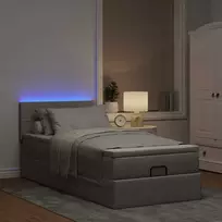 Osmanų lova su čiužiniu ir LED, taupe sp., 90x200cm, audinys