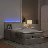 Osmanų lova su čiužiniu ir LED, taupe sp., 90x200cm, audinys