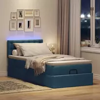 Osmanų lova su čiužiniu ir LED lemputėmis Mėlynas 90x200 cm