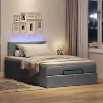 Osmanų lova su čiužiniu ir LED tamsiai pilkas 120x190cm audinys