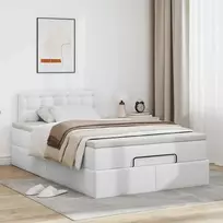 Osmanų lovos rėmas su čiužiniu, balta, 120x200cm, dirbtinė oda