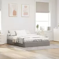 Osmanų lovos rėmas be čiužinio, kreminis, 140x200 cm, audinys
