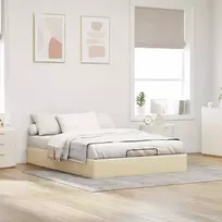 Lova Osmanų lovos rėmas be čiužinio, kreminis, 140x190 cm, audinys