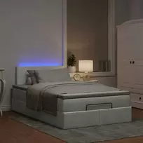 Osmanų lova su čiužiniu ir LED, šviesiai pilkas, 120x190cm