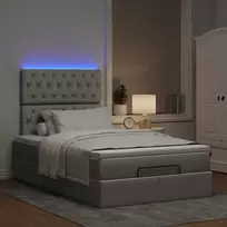 Osmanų lova su čiužiniu ir LED, taupe sp., 120x190cm, audinys