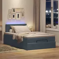 Osmanų lova su čiužiniu ir LED tamsiai pilkas 120x190cm aksomas