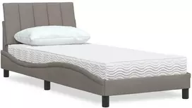 Lova su čiužiniu, Hanko, taupe spalvos, 90x200cm, audinys