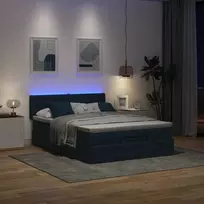 Osmanų lova su čiužiniu ir LED Mėlynas 140x190cm audinys