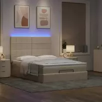 Osmanų lova su čiužiniu ir LED kreminiu 140x190cm audinys