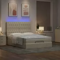 Osmanų lova su čiužiniu ir LED kreminiu 140x190cm audinys
