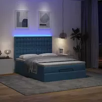 Osmanų lova su čiužiniu ir LED Mėlynas 140x190cm audinys