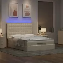Osmanų lova su čiužiniu ir LED kreminiu 140x190cm audinys