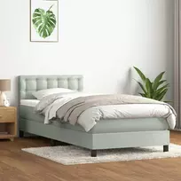 Box Spring Lova su čiužiniu Šviesiai pilka 90x210 cm Velvet