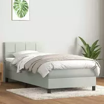 Box Spring Lova su čiužiniu Šviesiai pilka 90x210 cm Velvet