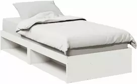 Dieninė lova be čiužinio Balta 75x190 cm medžio masyvo pušis
