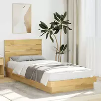 Lova lovos rėmas su galvūgaliu be čiužinio 80x200 cm ąžuolo masyvo