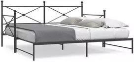 Lova kušetė su kušete be čiužinio Juodas 100x200 cm Plienas