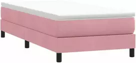 Box Spring Lova be čiužinio Rožinė 100x210 cm aksomas