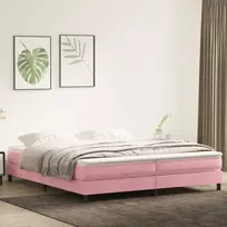 Box Spring Lova be čiužinio Rožinė 200x210 cm aksomas
